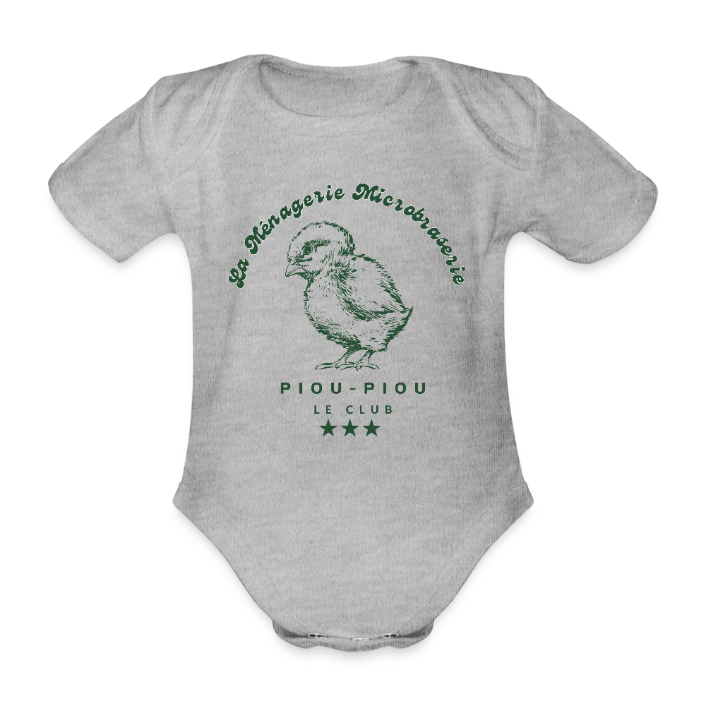 Body Bébé bio manches courtes - gris chiné